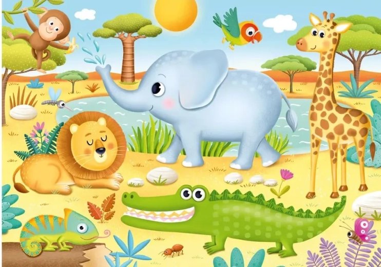 Puzzle Africká zvířátka XL 15 dílků DINO