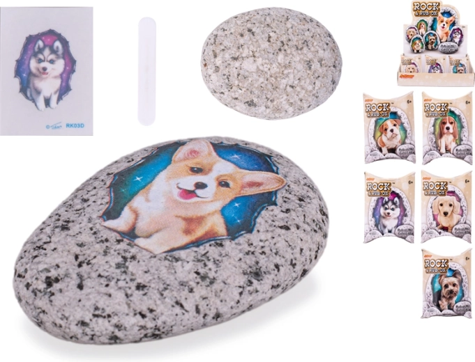 Kamínek se samolepkou pejska – kreativní sada pro děti
