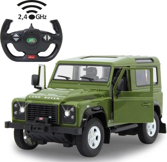 Jamara Land Rover Defender RC auto 1:14 zelené 2,4 GHz s LED a otevíracími dveřmi