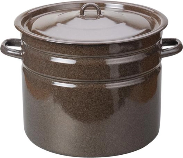 Smaltovaný hrnec s poklicí 20 l, hnědý