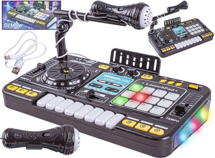 Dětská DJ konzole s mikrofonem a LED podsvícením