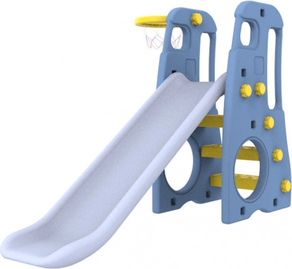 Zahradní dětská skluzavka 3v1 se houpačkou a košem na basket – modrá