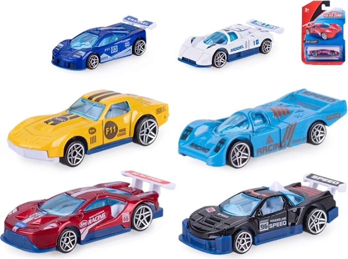 Kovové závodní autíčko 8 cm s volným chodem