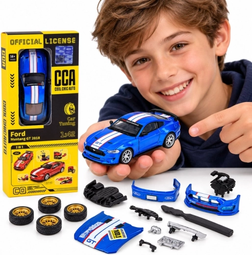 Kovový licencovaný model Ford Mustang GT 2018 s tuningovými díly v měřítku 1:42