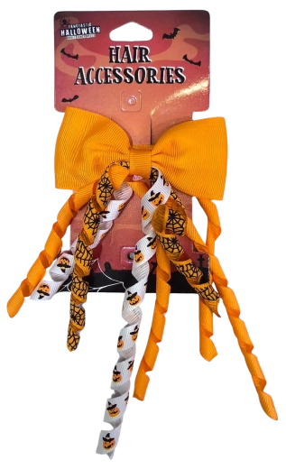 Halloween sponka do vlasů s mašlí a spirálami - 1 kus