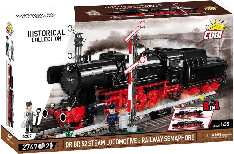 Cobi DR BR 52 parní lokomotiva a návěstidlo 2v1 1:35