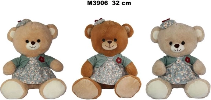 Plyšový medvídek v šatech 32 cm - 1 kus