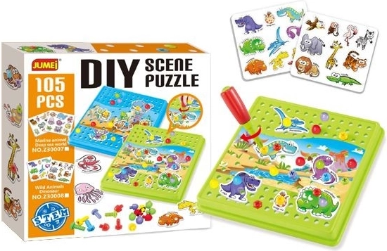 Konstrukční puzzle se šroubovákem (zvířátka), 105 dílků - 1 kus