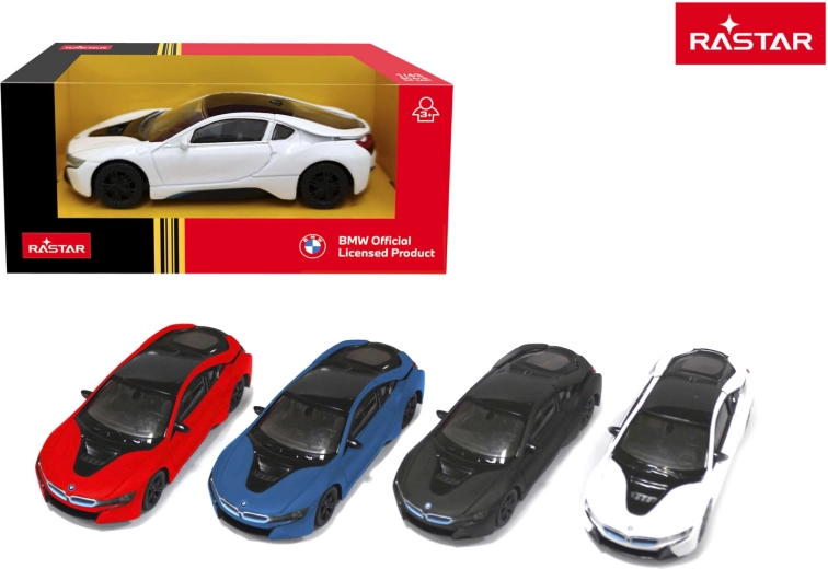 Rastar kovový model auta BMW i8 1:43 bílý