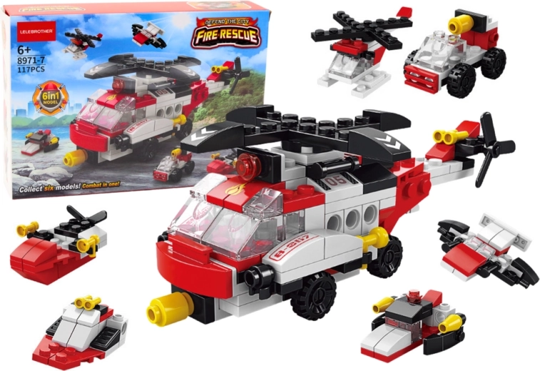 Stavebnice helikoptéra 6v1 – kreativní DIY sada, 117 dílků