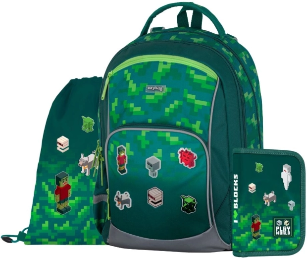 Školní set OXYBAG OXY GO Playworld – batoh, penál a pytlík na cvičky