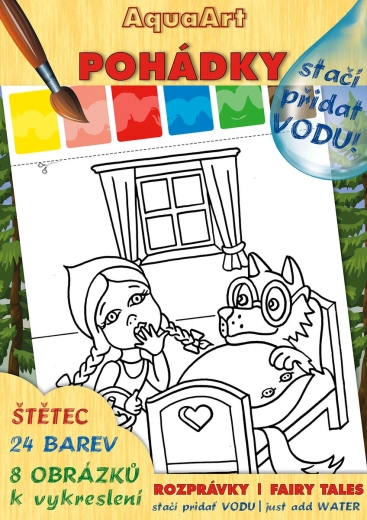 AKIM Aquaart omalovánky stačí přidat vodu – pohádky, set s barvami a štětcem