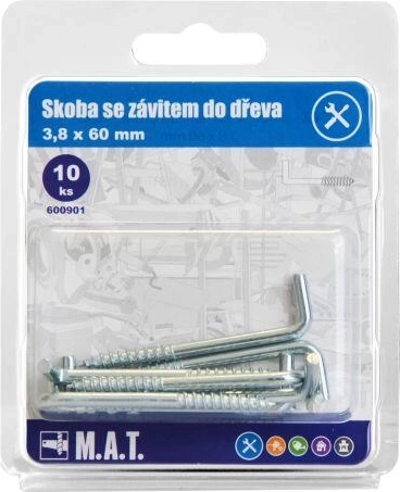 Skoba se závitem do dřeva 60 × 3,8 mm, zinkovaná (10 ks)