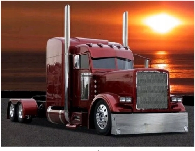 Diamantové malování – nákladní vůz při západu slunce 30 × 40 cm