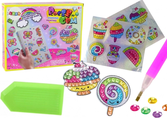 Sada na diamantové malování – barevné samolepky se sladkostmi