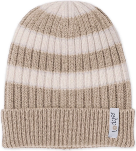 Lodger pletená merino čepice stripe béžová 3–6 měsíců