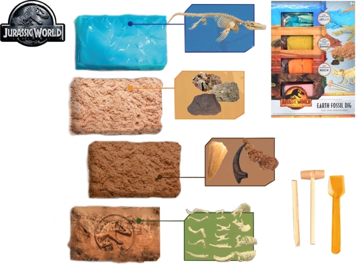 Jurský svět – sada na tesání dinosauřích fosilií, 4 zkameněliny