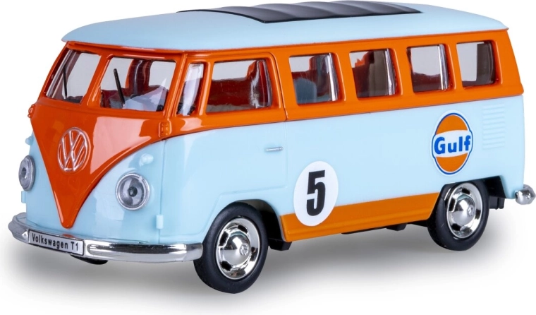 Kovový model Volkswagen T1 světle modrý 1:38