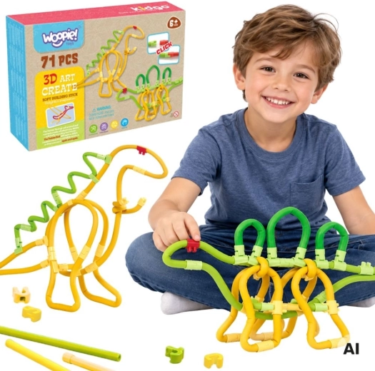 WOOPIE 3D kreativní stavebnice dinosaurus, 71 dílků