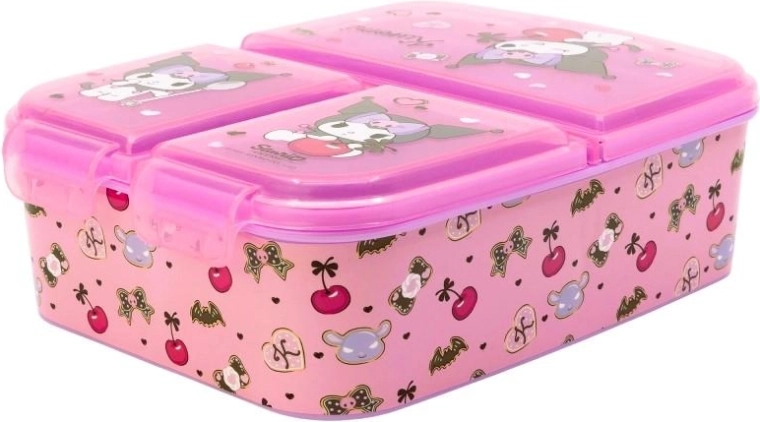 Tříkomorový svačinový box Kuromi růžový