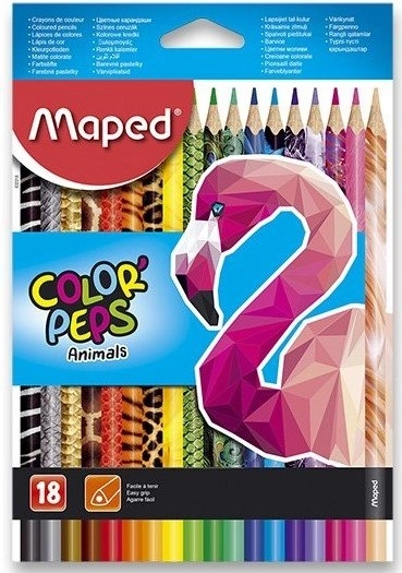 Pastelky trojboké MAPED Color'Peps Animals 18 ks