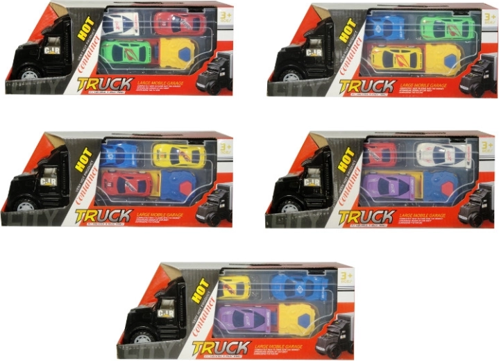 Plastový kamion s odpalovačem a 3 sportovními auty - 1 kus