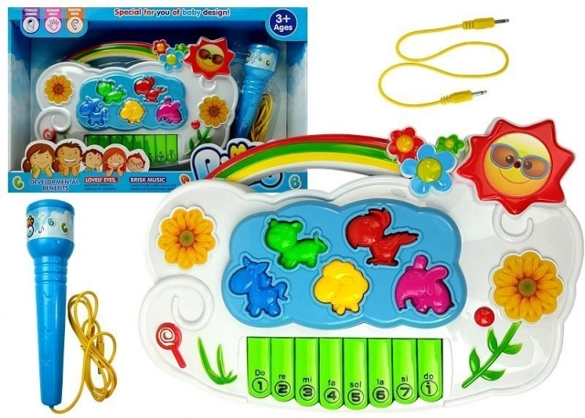 Elektronické dětské piano Květinky s mikrofonem a připojením k telefonu