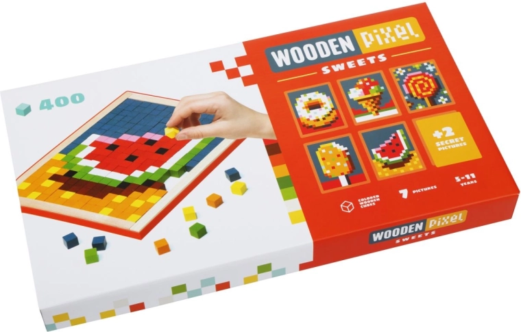 CUBIKA 14927 Pixel VI sladkosti - dřevěná mozaika 400 kostiček a 7 předloh