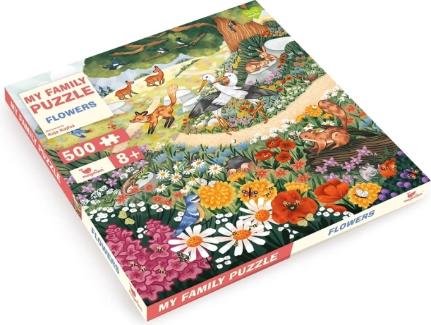 Rodinné puzzle Květiny a lesní zvířátka 500 dílků