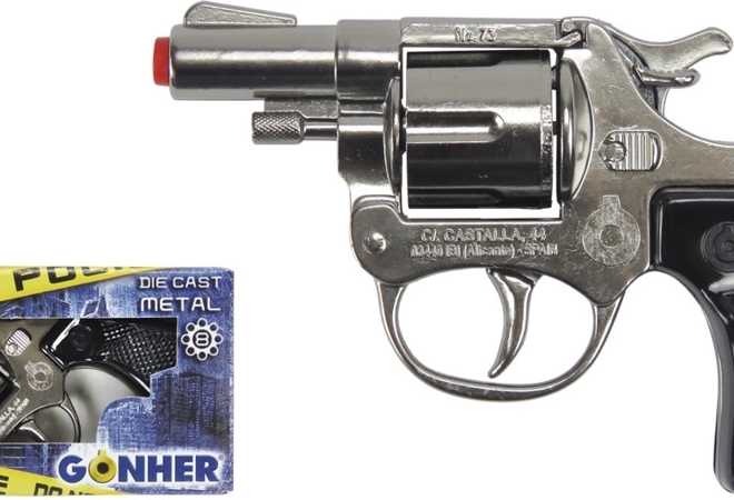 Policejní kovový revolver na kapslíky, stříbrný (8 ran)