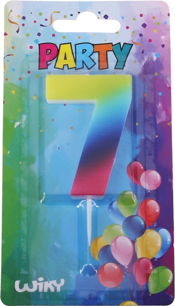 Párty svíčka číslo 7 duhová