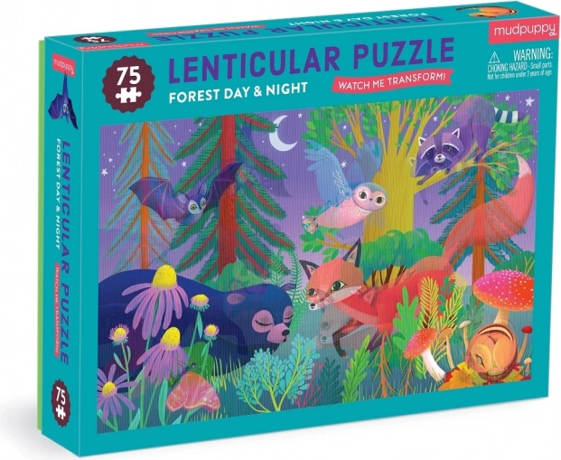 Puzzle s lentikulárním efektem Les ve dne i v noci 75 dílků
