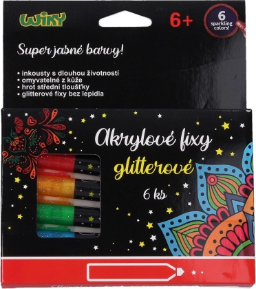 Akrylové Fixy Glitter Sada 6 Kusů