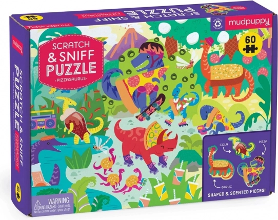 Dětské puzzle Pizzasaurus s vůní od Mudpuppy, 60 dílků