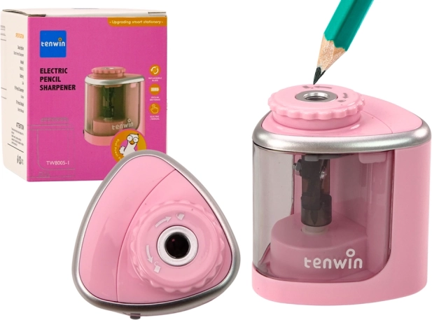 Elektrické ořezávátko TENWIN na tužky a pastelky 6–8 mm – růžové