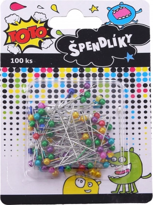 Špendlíky s barevnou hlavičkou 100 ks