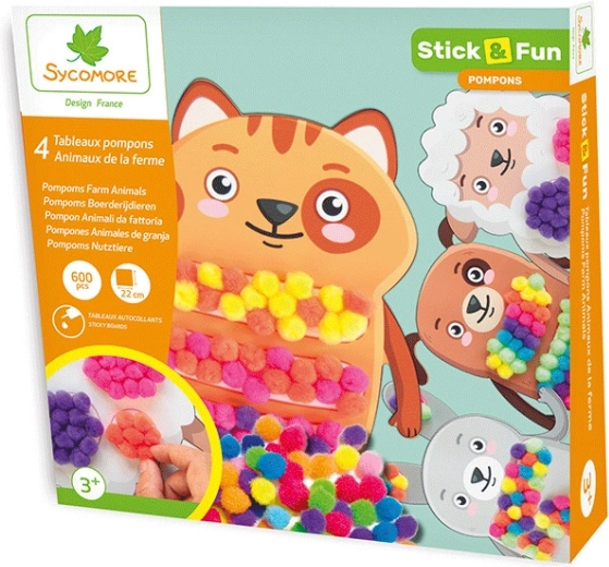 stick & fun zdobení bambulkami – domácí zvířátka