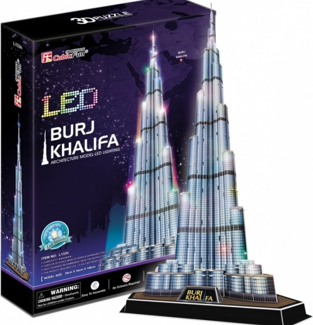 Svítící 3D puzzle Burdž Chalífa 136 dílků
