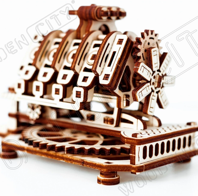 Dřevěné 3D puzzle motor V8