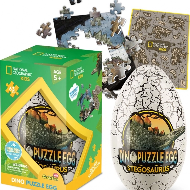 Oboustranné puzzle ve vejci Stegosaurus 63 dílků