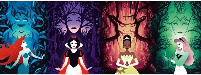 Panoramatické puzzle Disney princezny a zloduši 1000 dílků