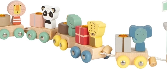 Dřevěný narozeninový vláček se zvířátky od Small Foot