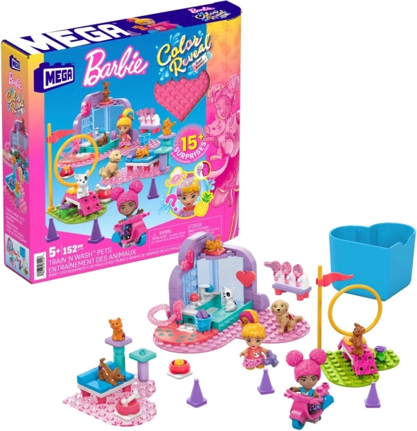 Sestavovací sada MEGA Barbie Color Reveal - Trénink a péče o zvířátka