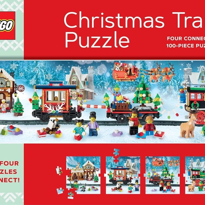 Vánoční puzzle vlak LEGO 4×100 dílků