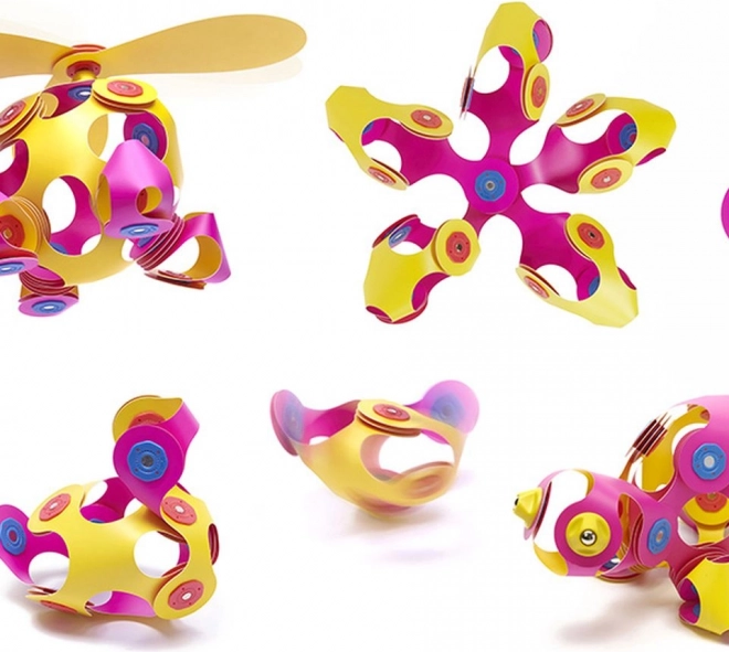 Magnetické bloky Clixo Crew pack, růžová a žlutá