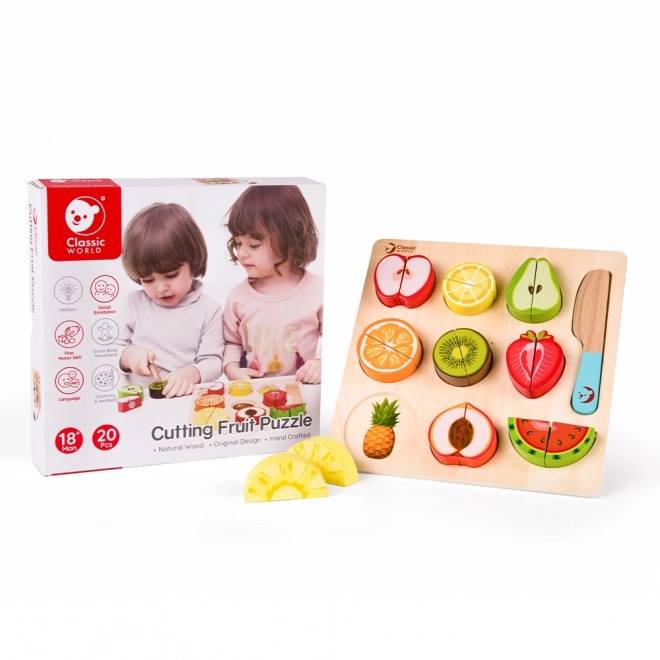 Klasické Svět Dřevěné Ovoce na Krájení Montessori Sada