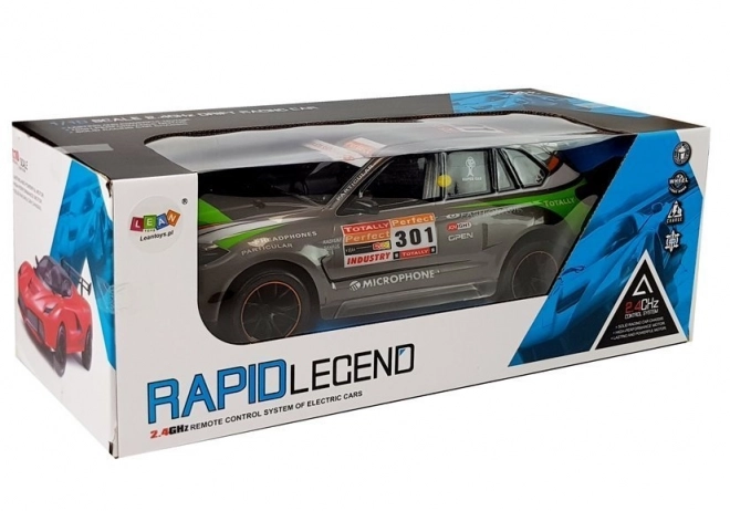 Šedé závodní auto na dálkové ovládání RC 1:10 2.4G