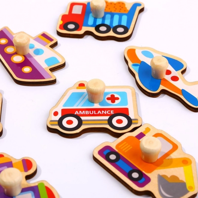 Tooky Toy dřevěné montessori puzzle s dopravními prostředky