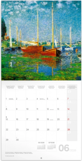 Poznámkový kalendář Claude Monet 2026, 30 x 30 cm