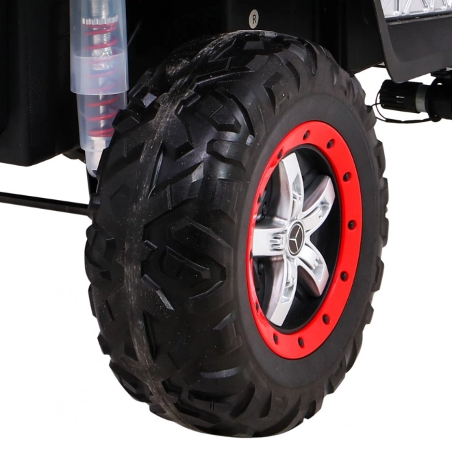 Mercedes Benz Unimog pro děti Červený + 4x4 + dálkové ovládání + nosič zavazadel + pomalý start + MP3 LED